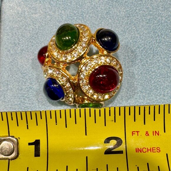 Vintage Multi-colored stone and crystal rhinestone Earrings - Picture 7 of 9